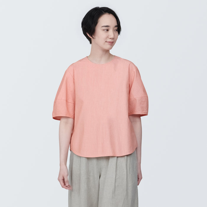 Blusa Muji Cool Touch Broadcloth Short Sleeve Striped Mujer Rosas | OO6K0C28C