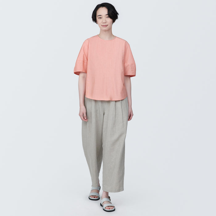 Blusa Muji Cool Touch Broadcloth Short Sleeve Striped Mujer Rosas | OO6K0C28C