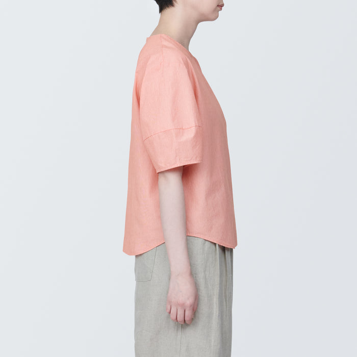 Blusa Muji Cool Touch Broadcloth Short Sleeve Striped Mujer Rosas | OO6K0C28C