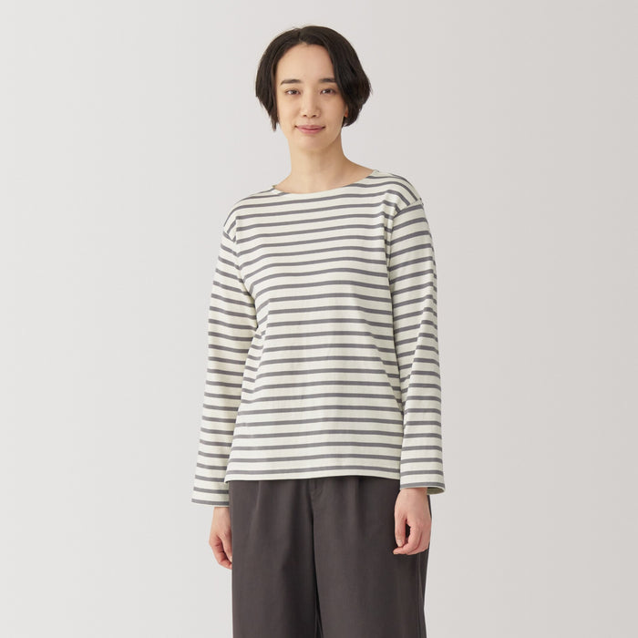 Camiseta Muji Heavy Weight Boat Neck Long Sleeve Mujer Blancos | BN5X2I90P