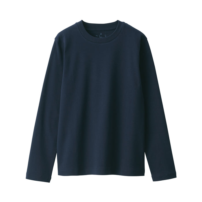 Camiseta Muji Interlock Crew Neck Long Sleeve Mujer Azul Marino | CR2B9X44H