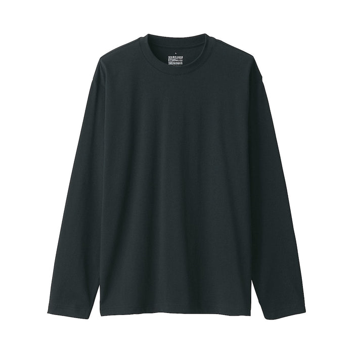 Camiseta Muji Washed Jersey Crew Neck Long Sleeve Hombre Negros | XQ1B1F29N