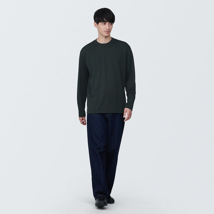 Camiseta Muji Washed Jersey Crew Neck Long Sleeve Hombre Negros | XQ1B1F29N