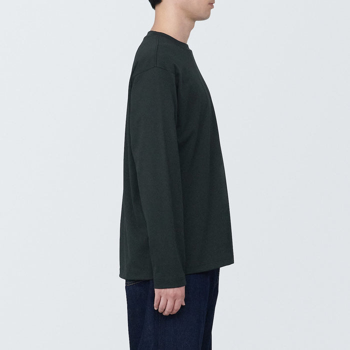 Camiseta Muji Washed Jersey Crew Neck Long Sleeve Hombre Negros | XQ1B1F29N