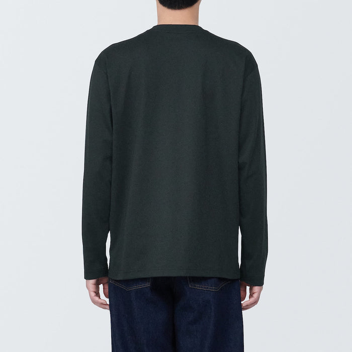 Camiseta Muji Washed Jersey Crew Neck Long Sleeve Hombre Negros | XQ1B1F29N