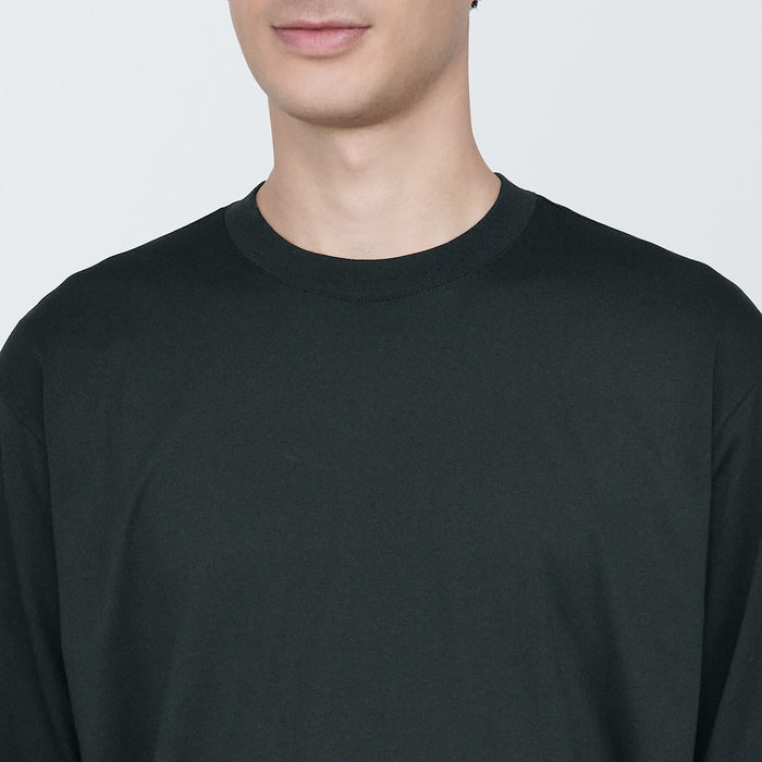 Camiseta Muji Washed Jersey Crew Neck Long Sleeve Hombre Negros | XQ1B1F29N