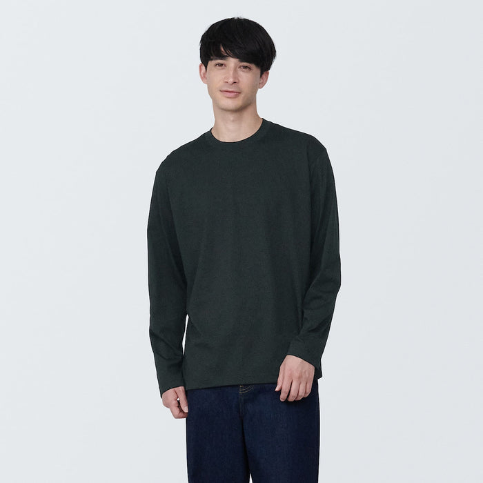 Camiseta Muji Washed Jersey Crew Neck Long Sleeve Hombre Negros | XQ1B1F29N