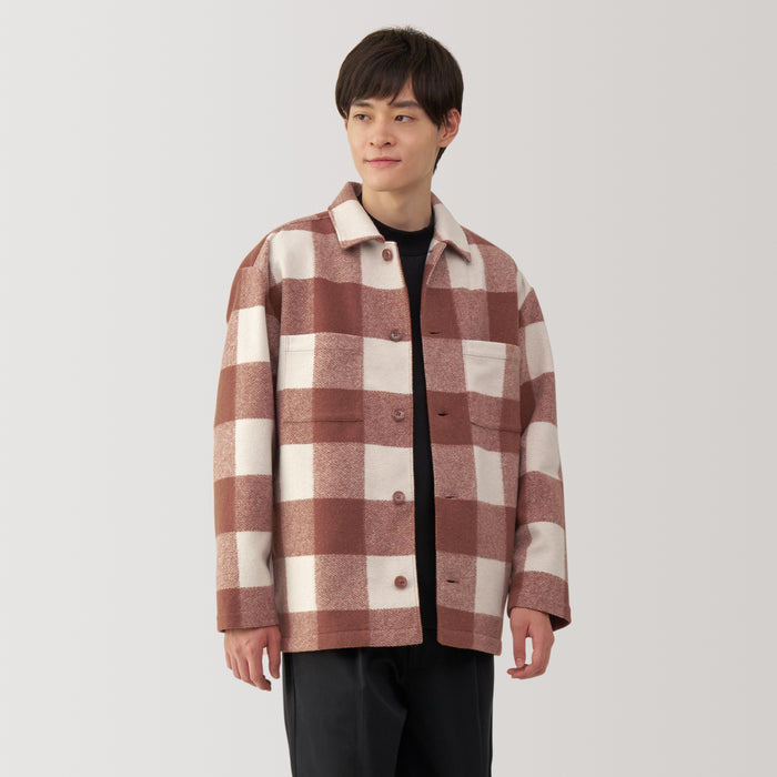 Chamarras Muji Brushed Stretch Checkered Shirt Hombre Rojos | LE7P2I31V