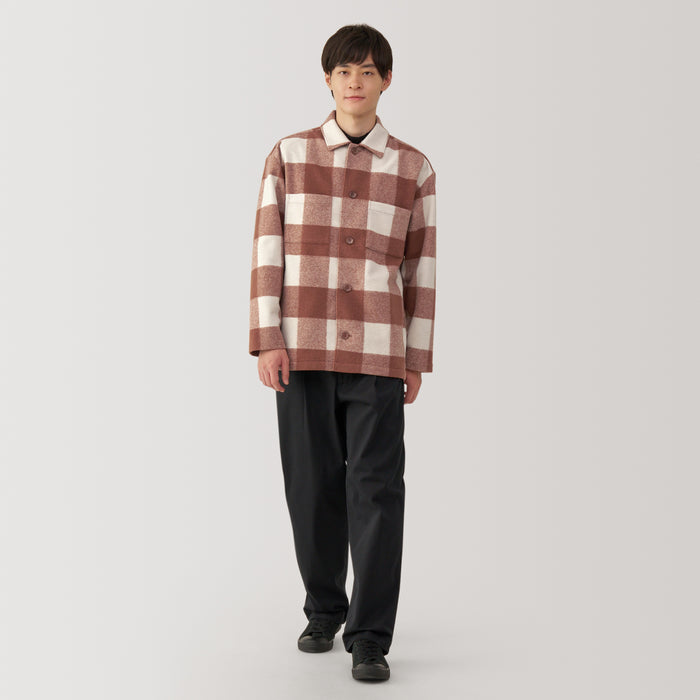 Chamarras Muji Brushed Stretch Checkered Shirt Hombre Rojos | LE7P2I31V