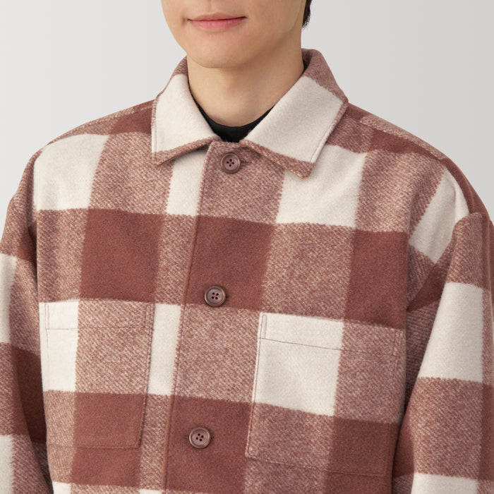 Chamarras Muji Brushed Stretch Checkered Shirt Hombre Rojos | LE7P2I31V