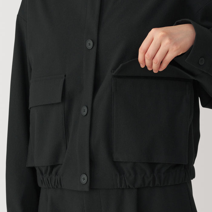 Chamarras Muji Stretch Brushed Cardigan Mujer Negros | VQ4E8L91W